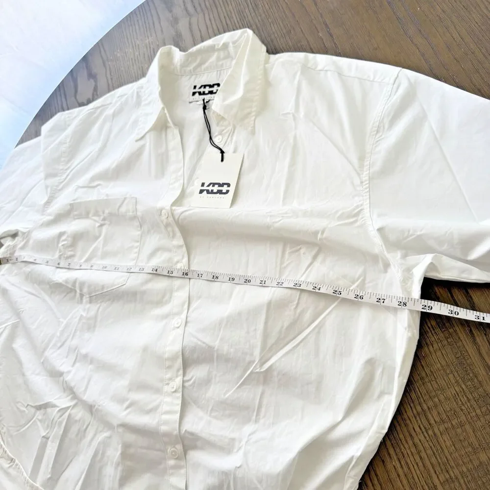 KBB by KAHLANA 'The Wrap Apron Shirt Dress' Women Size 2X White 100% Cotton NWT - Picture 7 of 9